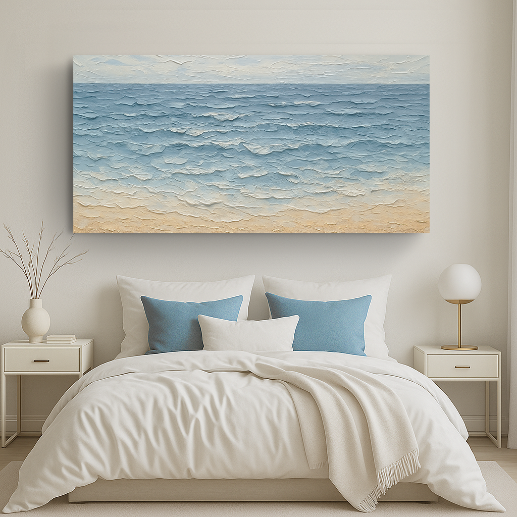 Serene Ocean Wave Coastal Wall Art VI canvas by Tailored Canvases with textured blue ocean waves on Tampa Home & Garden Store