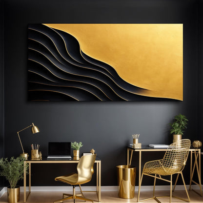 Black and gold minimalist Abstract XI canvas by Tailored Canvases crafting wall art on Tampa Home & Garden Store