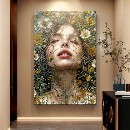 Garden Blossom Wall Art canvas by Tailored Canvases; floral portrait among yellow blooms on Tampa Home & Garden Store