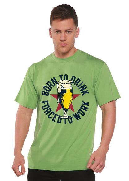 Born to Drink men's bamboo viscose/organic cotton tee lime green with beer glass logo Spun Bamboo on Tampa Home & Garden Store