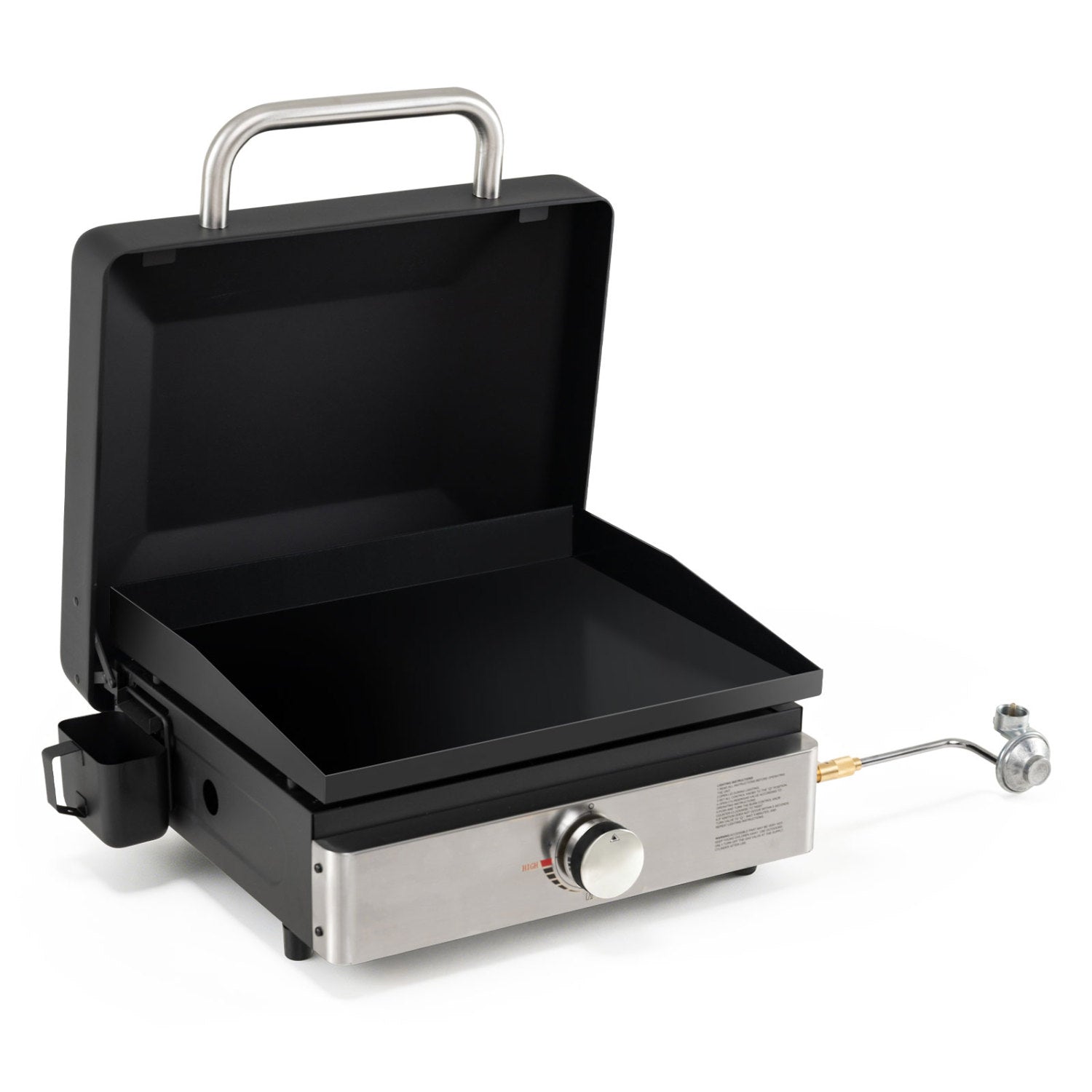 Portable Gas Griddle 1-Burner with Ceramic Non-Stick Plate, lid and front knob on Tampa Home & Garden Store