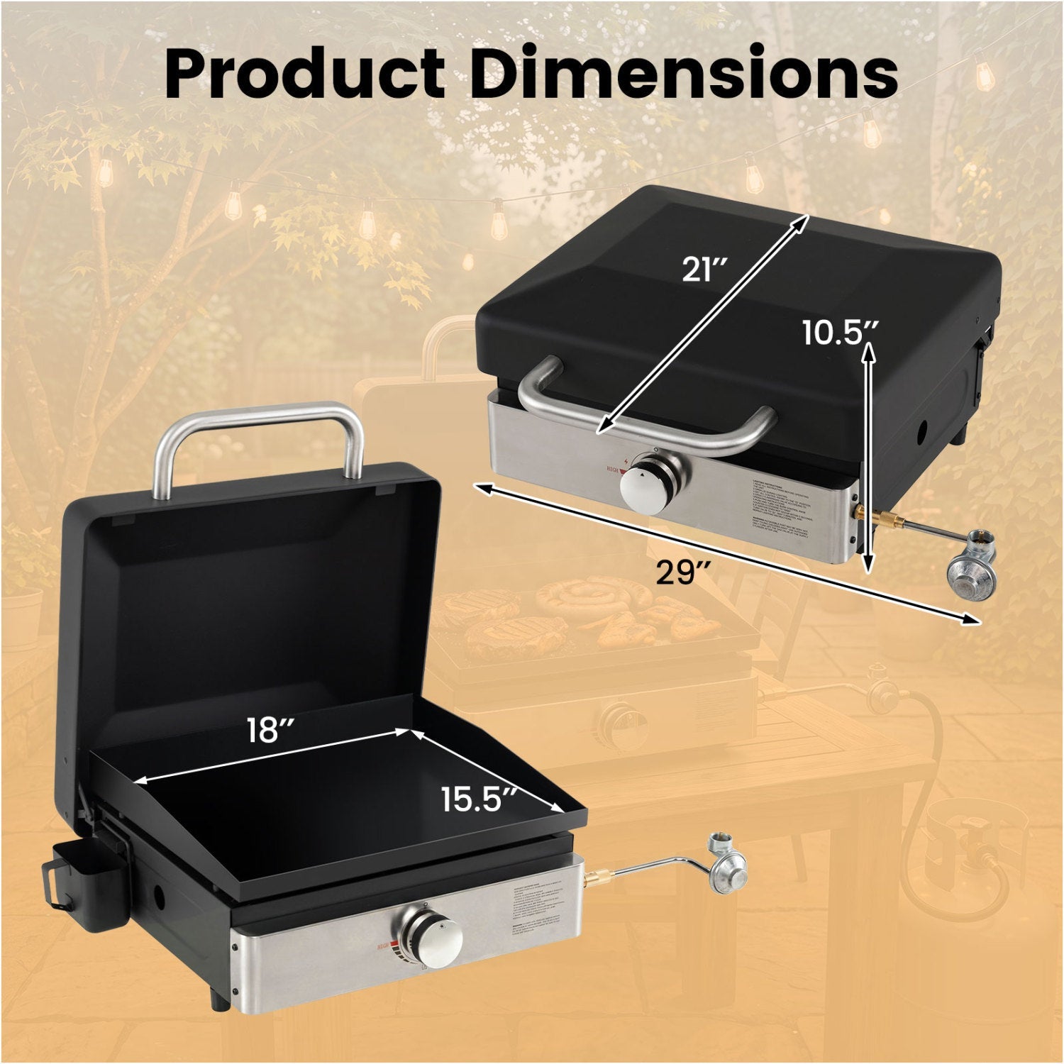 Portable gas griddle 1-burner with ceramic non-stick plate by DirectDeals for outdoor use on Tampa Home & Garden Store
