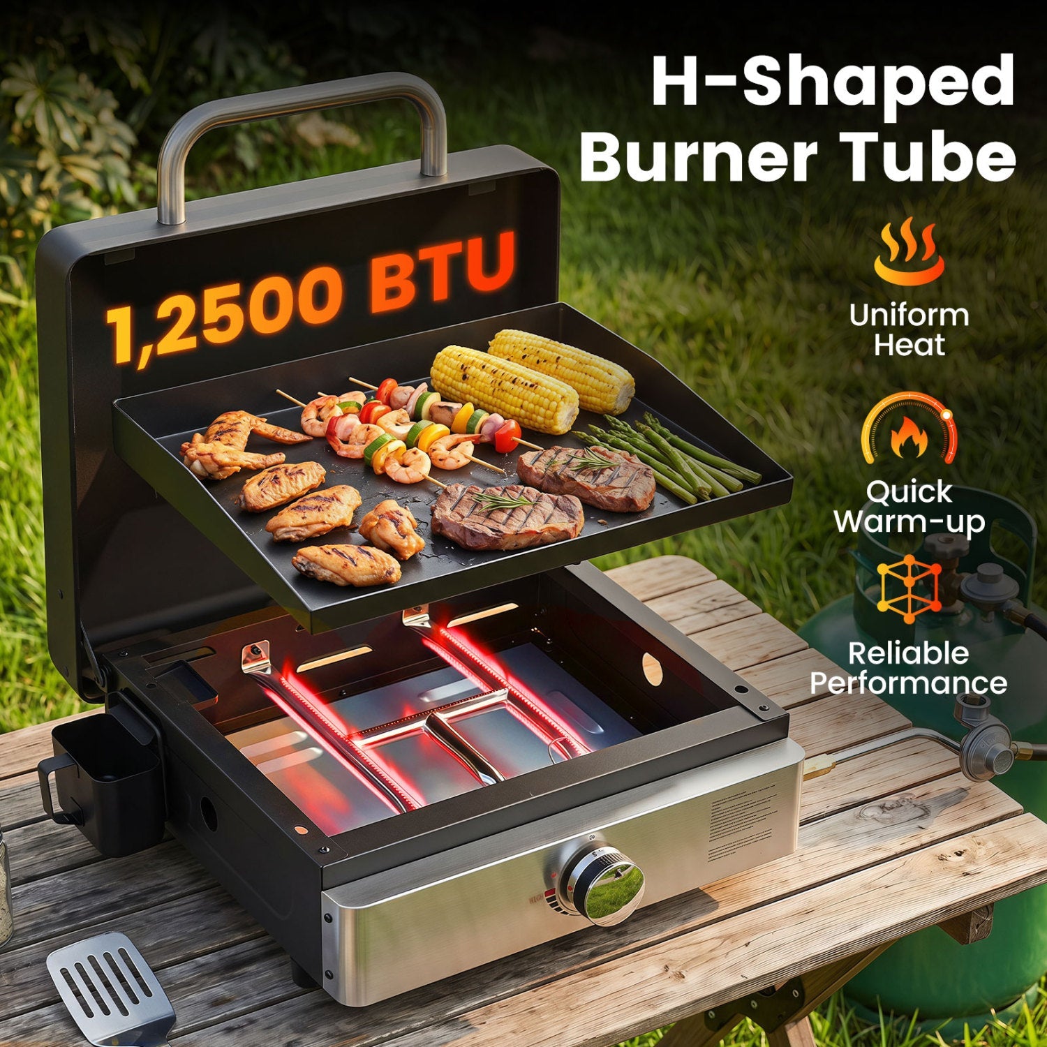 Portable gas griddle 1-burner outdoor griddle with ceramic non-stick plate by DirectDeals on Tampa Home & Garden Store