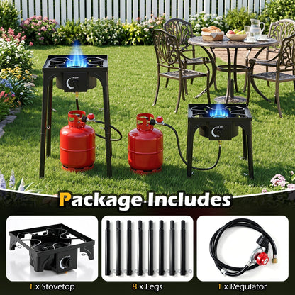 GemGear propane camping stove with regulator, 80,000 BTU, two outdoor stoves on Tampa Home & Garden Store