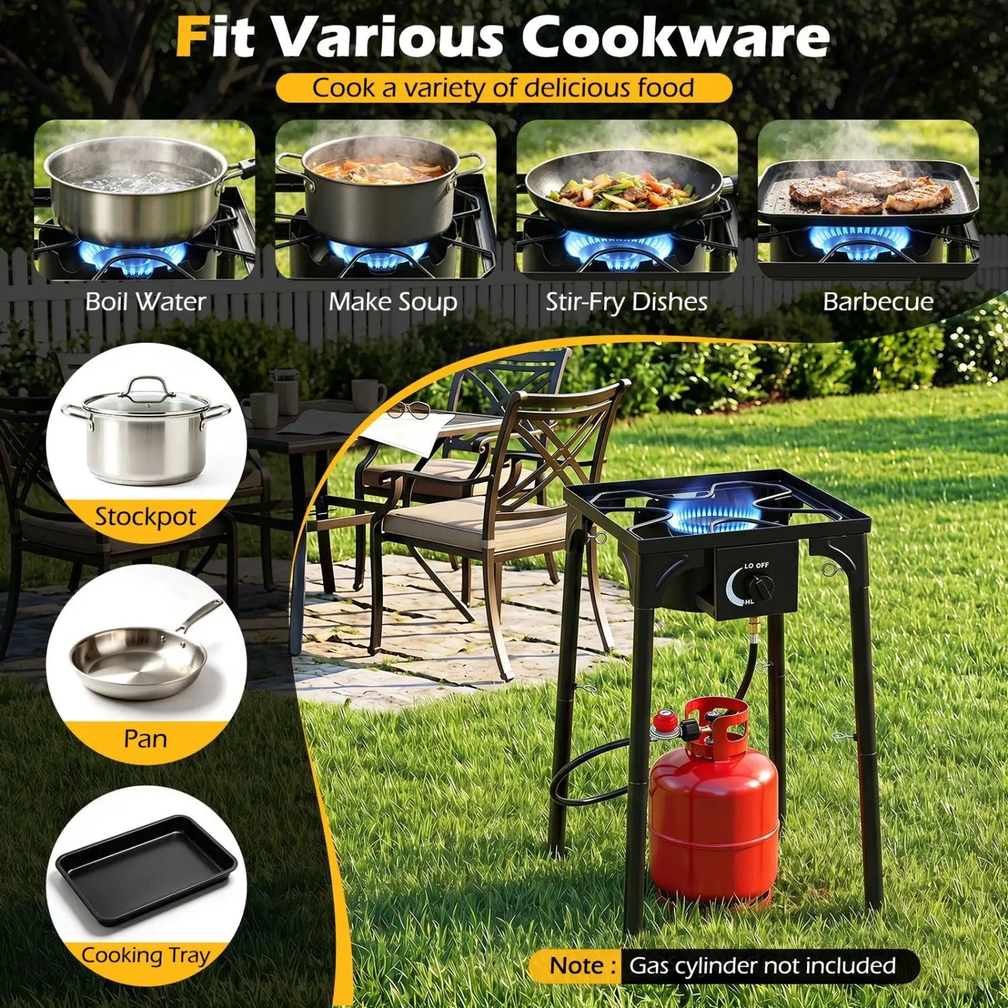 Propane Camping Stove 80000 BTU Single Burner