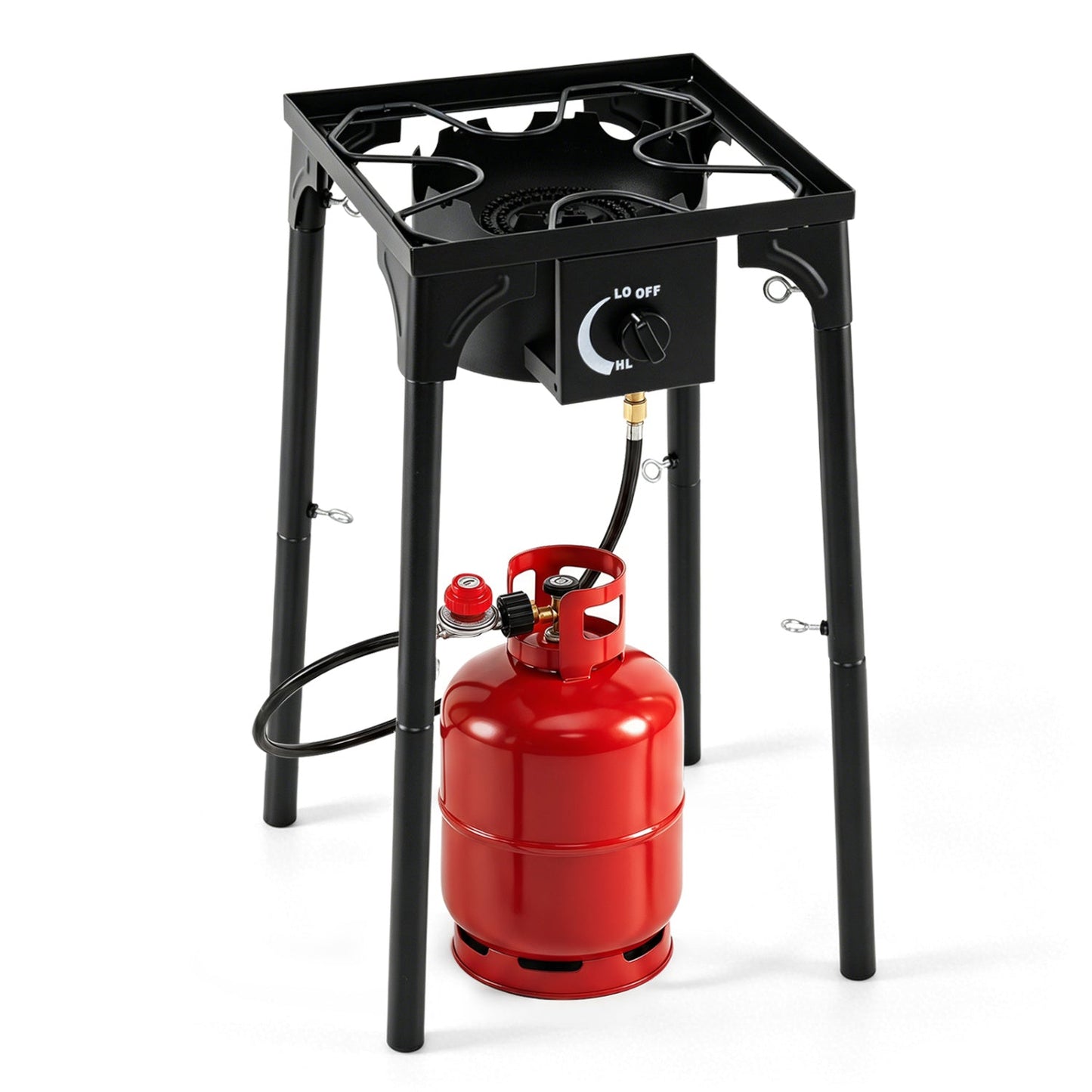 GemGear propane camping stove 80000 BTU single burner with regulator on stand on Tampa Home & Garden Store