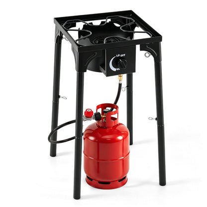 GemGear propane camping stove 80000 BTU single burner with regulator on stand on Tampa Home & Garden Store