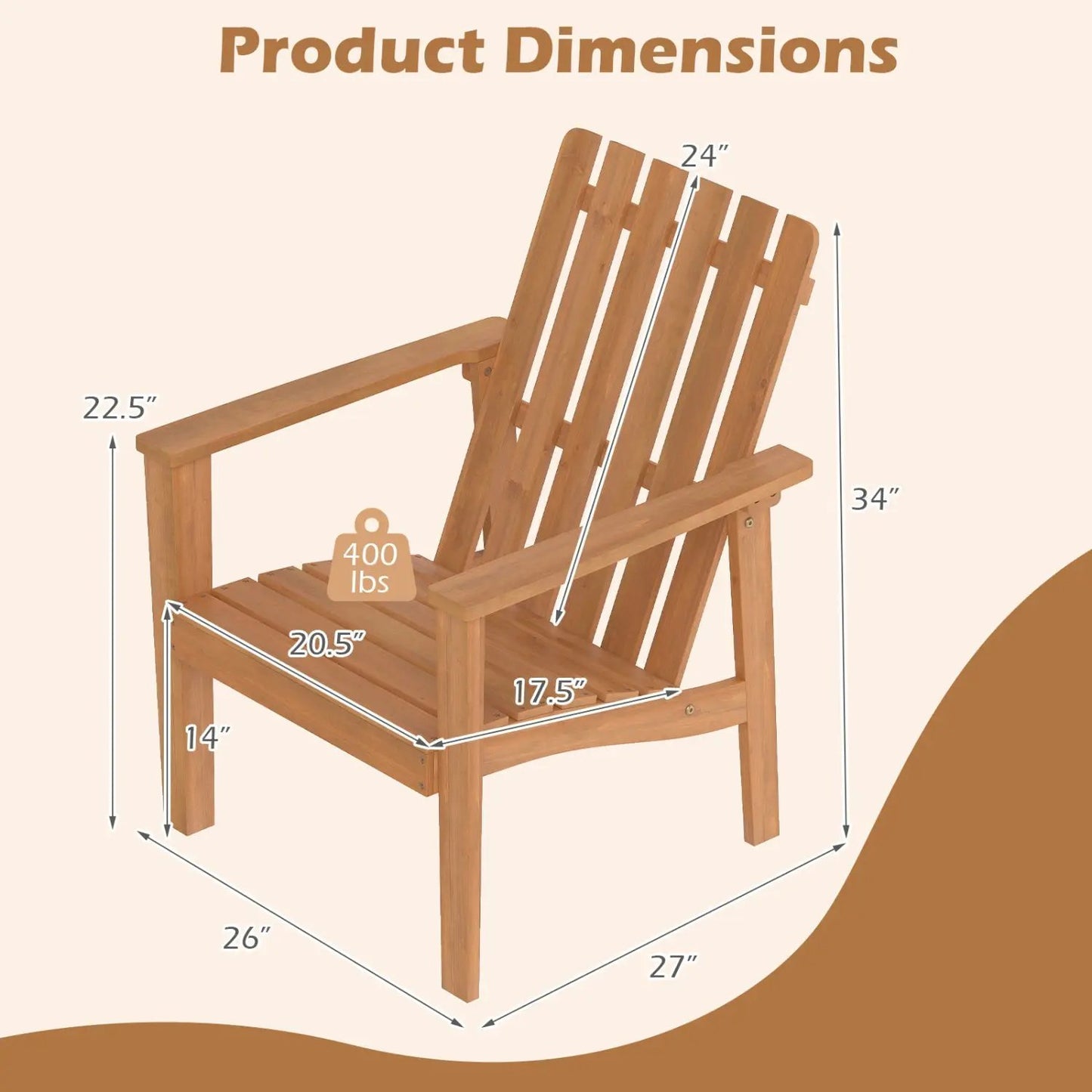 Acacia Wood Patio Chair With Curved Armrests