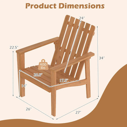 Acacia Wood Patio Chair With Curved Armrests