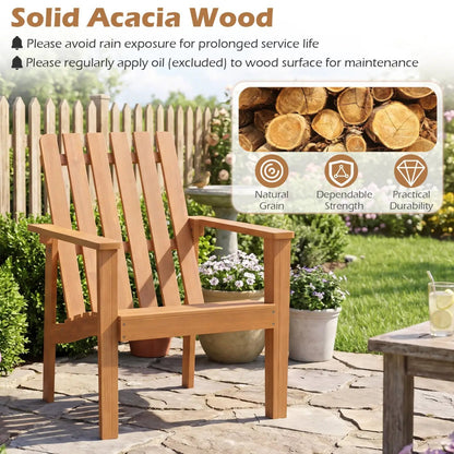 Acacia Wood Patio Chair With Curved Armrests