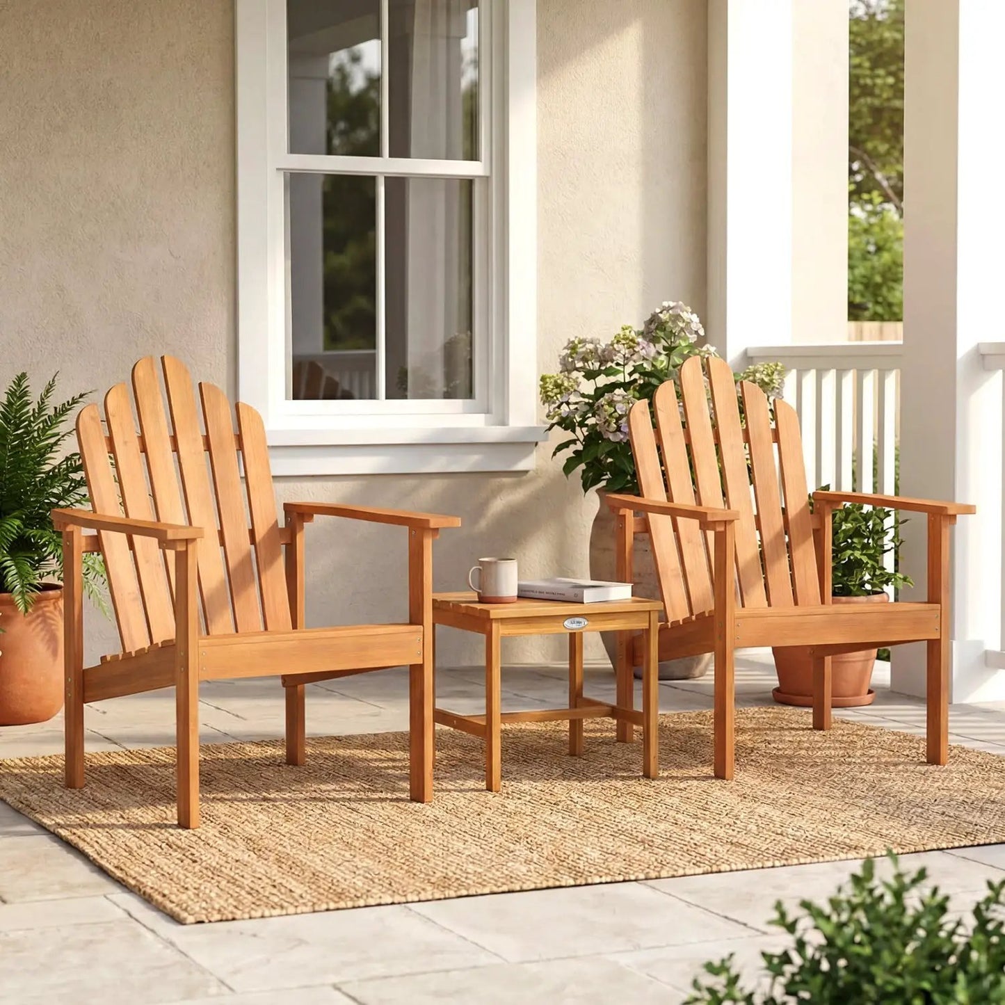 Stackable Adirondack Chairs Acacia Wood 2 Pack