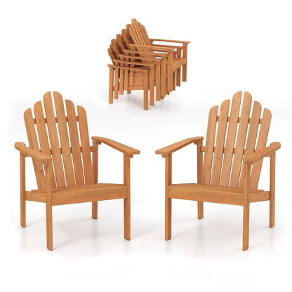 Stackable Adirondack Chairs Acacia Wood 2 Pack