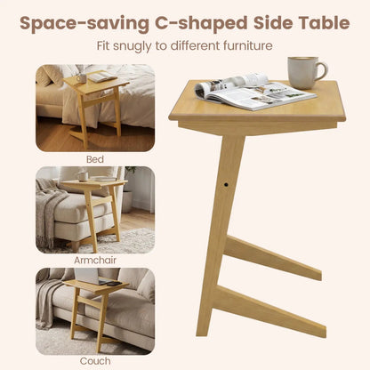 C Shaped End Tables Set of 2 With Wood Veneer