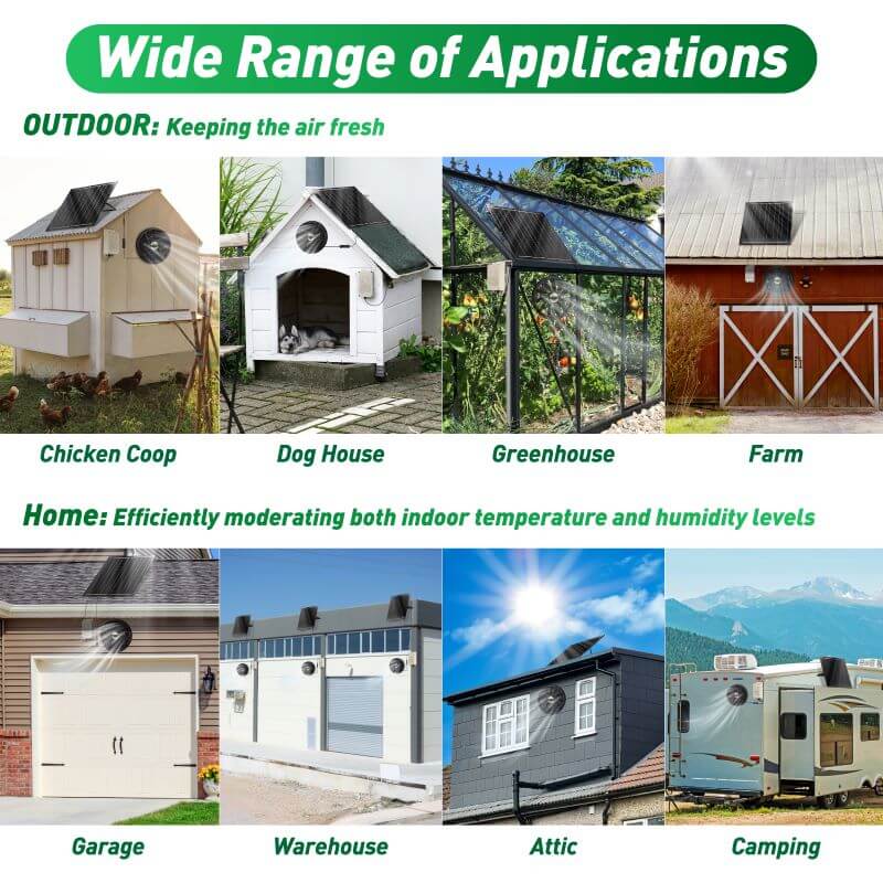 42W Solar Exhaust Intake Fan with Battery