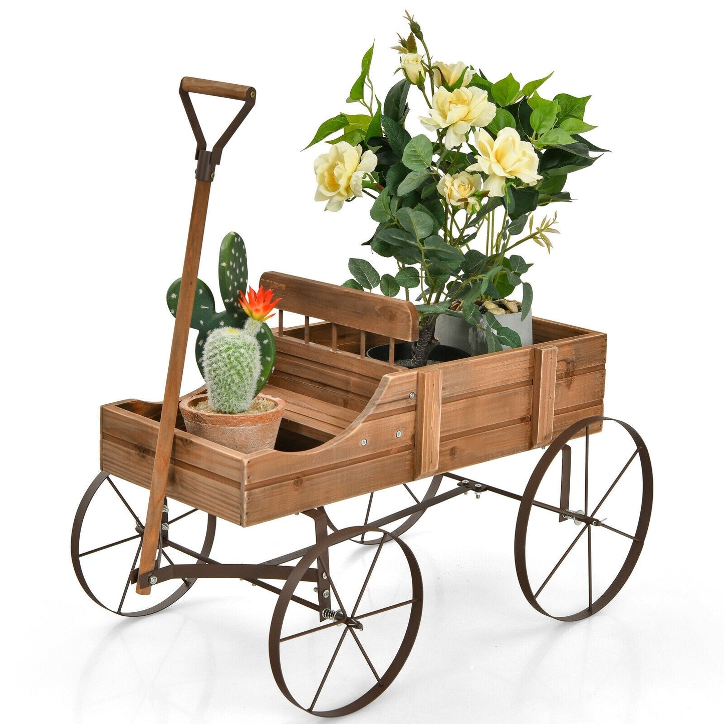 Cama de jardín de madera con ruedas metálicas para jardín o patio - Azul