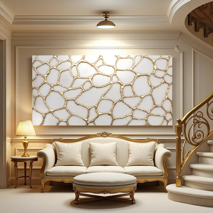 Golden Neurons Wall Art Canvas by Tailored Canvases with a gold metallic lattice pattern on Tampa Home & Garden Store
