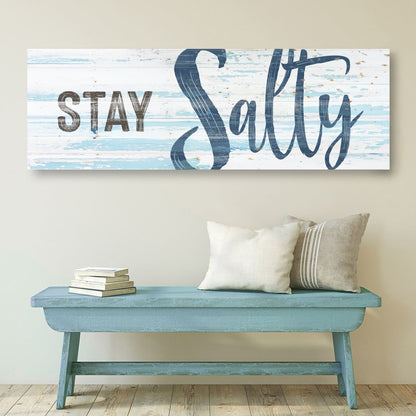 Stay Salty Coastal Sign IX canvas wall decor blue distressed finish Tailored Canvases on Tampa Home & Garden Store