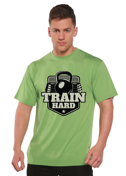 Train Hard men's lime green graphic tee in bamboo viscose/organic cotton by Spun Bamboo on Tampa Home & Garden Store