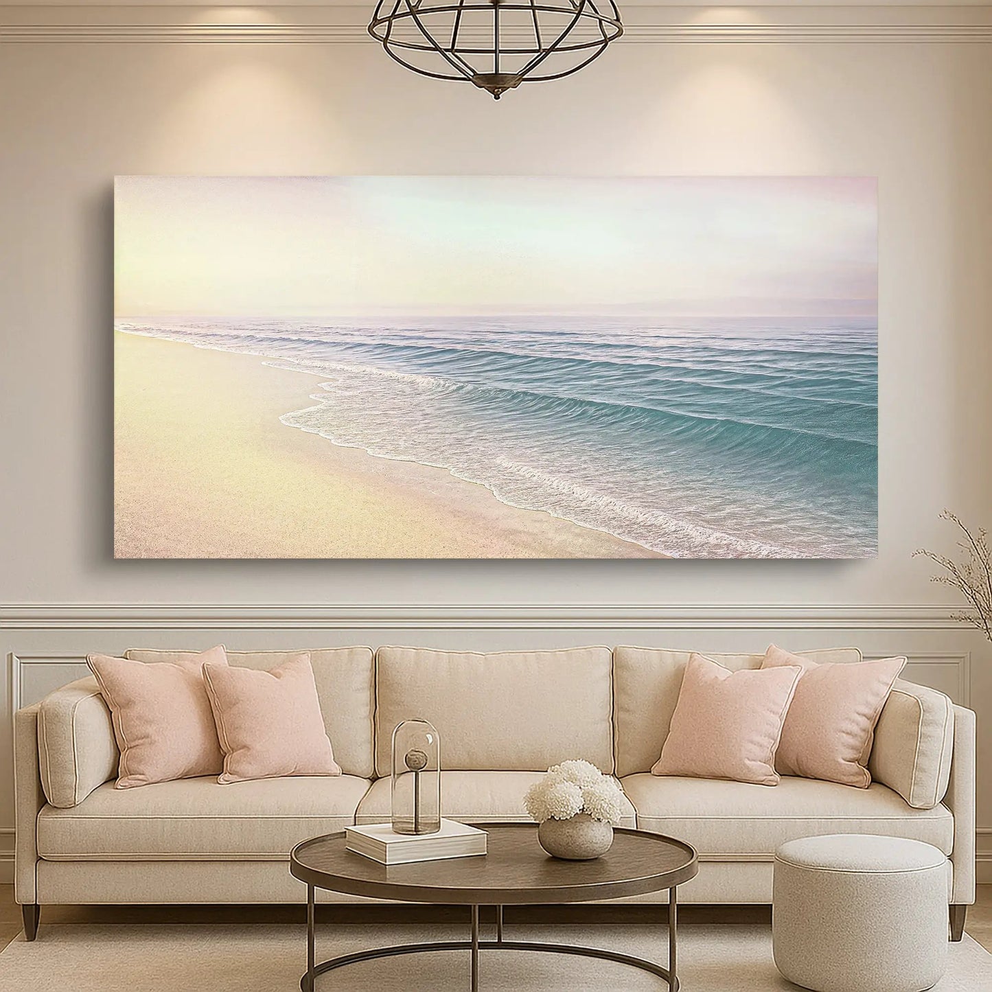 Beachside Bliss Coastal Wall Art canvas with pastel seascape and gentle waves on Tampa Home & Garden Store