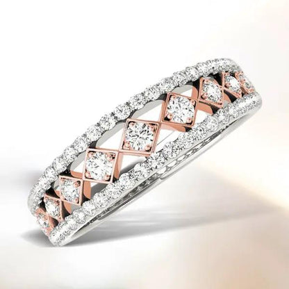 Diamond band ring by Bids.com in 14k white and rose gold with pave diamonds on Tampa Home & Garden Store