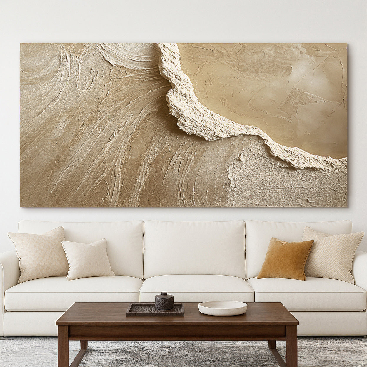 Minimalist Wall Art VII canvas by Tailored Canvases, beige sand-textured crafting canvas on Tampa Home & Garden Store