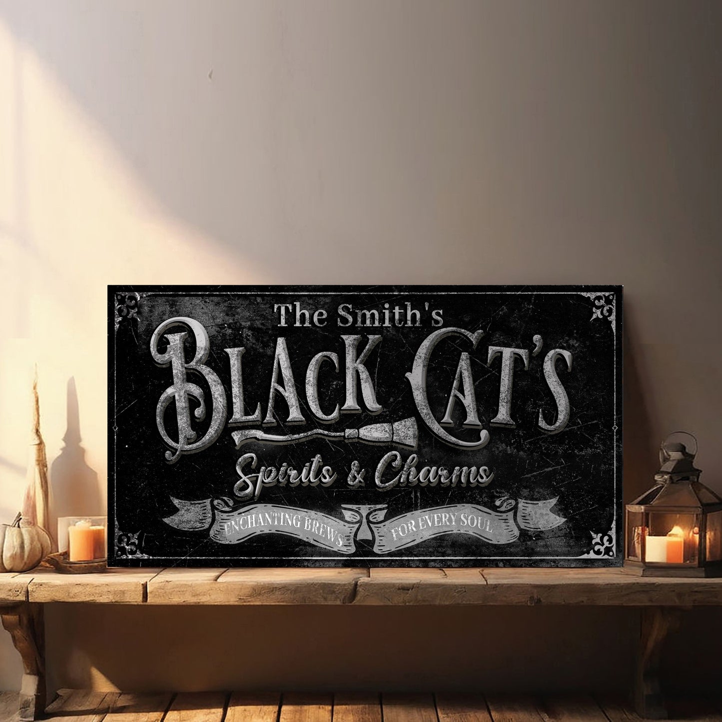 Canvas sign Black Cat’s Spirits & Charms Bar Halloween III by Tailored Canvases on Tampa Home & Garden Store