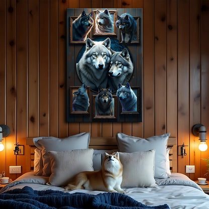 3D Wolf Collage Wall Art II canvas crafting canvas in blue-gray tones Tailored Canvases on Tampa Home & Garden Store