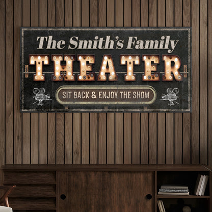 Theater Sign VIII canvas wall art with bulb-lit marquee letters on Tampa Home & Garden Store