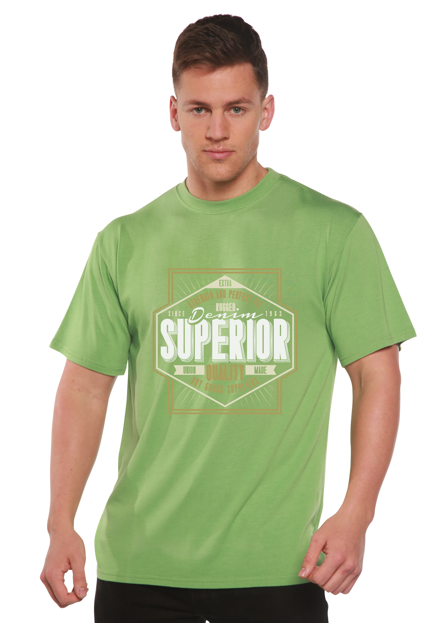 Men's bamboo viscose/organic cotton graphic tee in lime green with front print by Spun Bamboo on Tampa Home & Garden Store