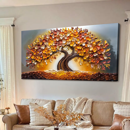 Golden Autumn Wall Art canvas by Tailored Canvases shows a tree of orange and yellow leaves on Tampa Home & Garden Store