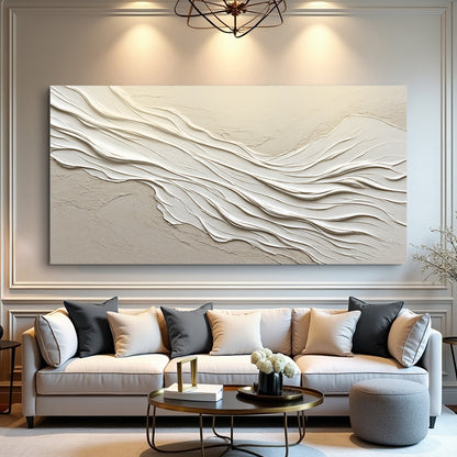 Minimalist Wall Art IV canvas by Tailored Canvases; cream textured wave relief crafting canvas on Tampa Home & Garden Store