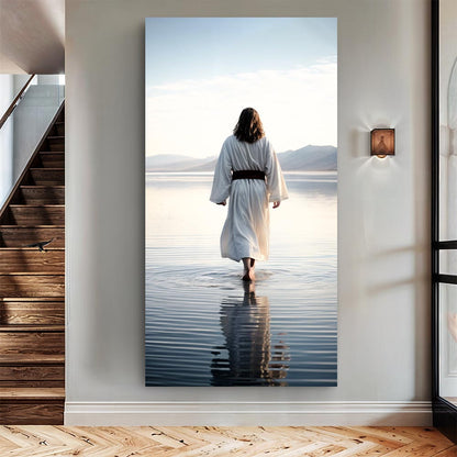 Reflections Faith Wall Art VII canvas Tailored Canvases; tranquil white-robed figure at lake on Tampa Home & Garden Store