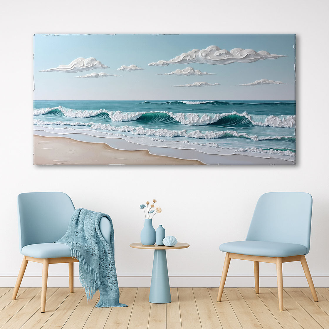Canvas Serene Ocean Wave Coastal Wall Art XI Tailored Canvases turquoise waves crafting canvas on Tampa Home & Garden Store
