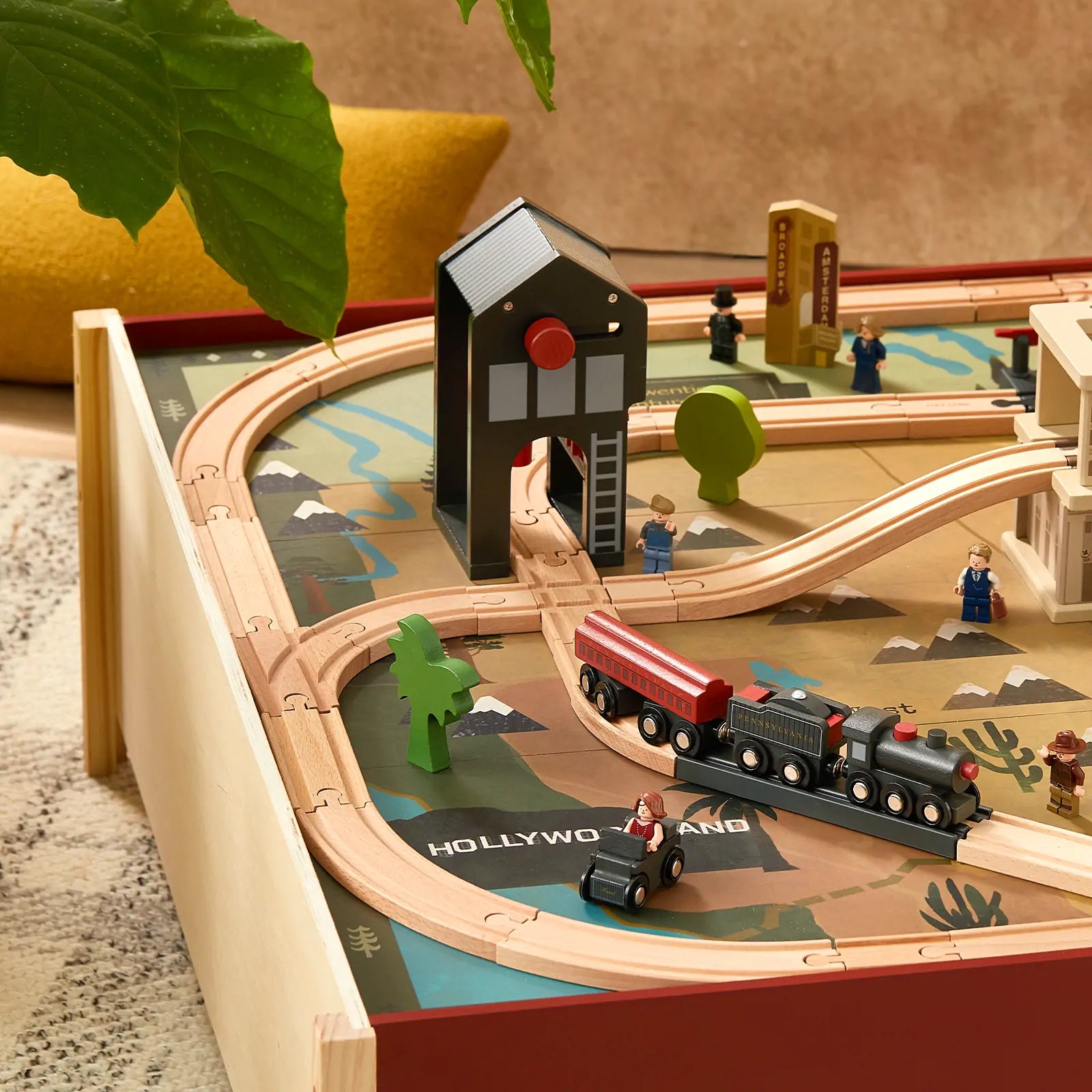 Tiny Land 1920 Railway Adventure Train Table; wooden tracks, red locomotive by Tiny Land INC on Tampa Home & Garden Store