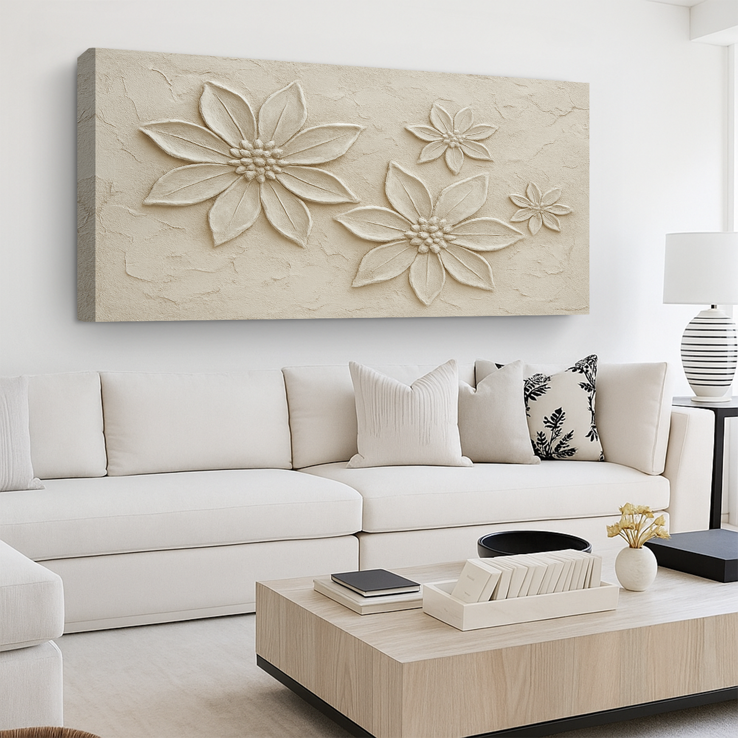 Floral Abstract Wall Art V canvas Tailored Canvases flower reliefs on textured backdrop on Tampa Home & Garden Store