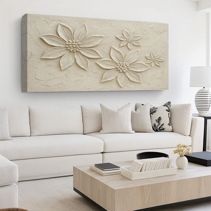 Floral Abstract Wall Art V canvas Tailored Canvases flower reliefs on textured backdrop on Tampa Home & Garden Store