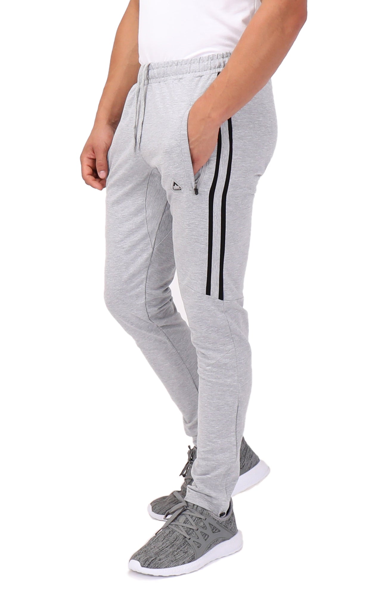 Men's Ultimate Flex Jogger Sweatpants SCR Sportswear heather gray with black side stripes on Tampa Home & Garden Store