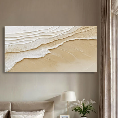 Neutral Ocean Waves Wall Art canvas by Tailored Canvases; beige textured wave design on Tampa Home & Garden Store
