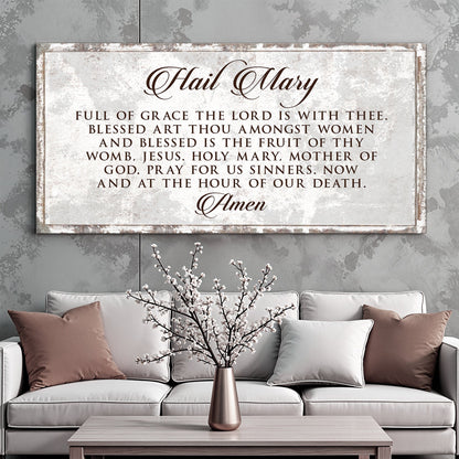 Hail Mary Faith Sign II crafting canvas by Tailored Canvases rustic beige with brown script on Tampa Home & Garden Store