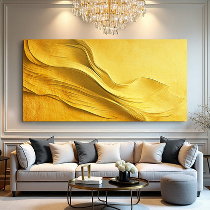 Gold Minimalist Wall Art canvas by Tailored Canvases with flowing gilded swirls on Tampa Home & Garden Store