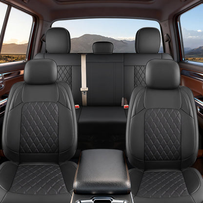 Umbrauto custom seat covers for Dodge Ram crew cab full set, black leather, diamond quilting on Tampa Home & Garden Store