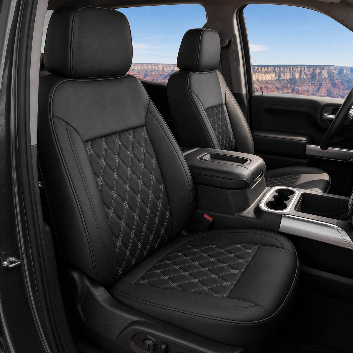 Umbrauto seat covers for Silverado/GMC Sierra front seats in black Waterproof Nappa leather on Tampa Home & Garden Store