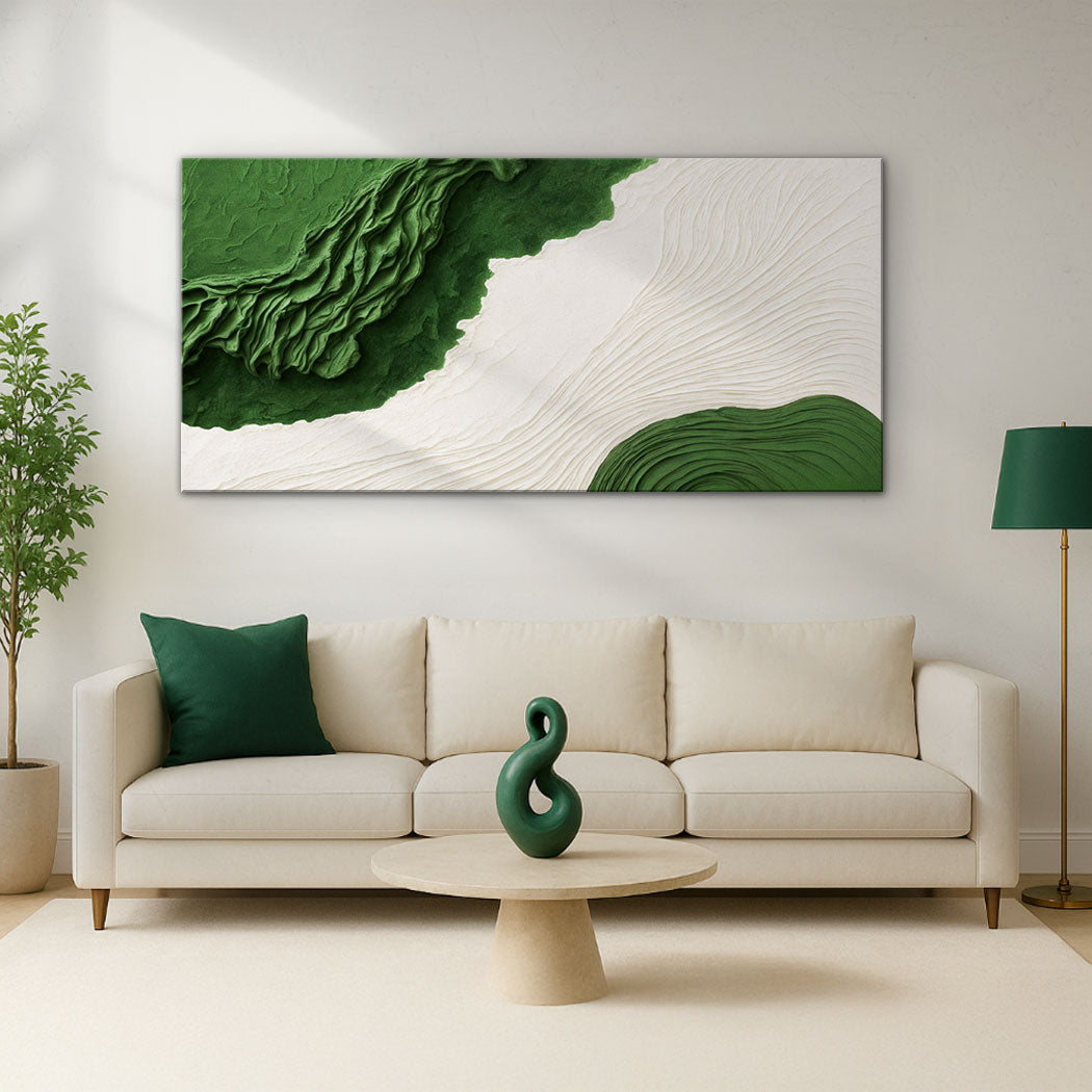 Green Rivers Abstract Wall Art IX canvas by Tailored Canvases with green textures on white on Tampa Home & Garden Store