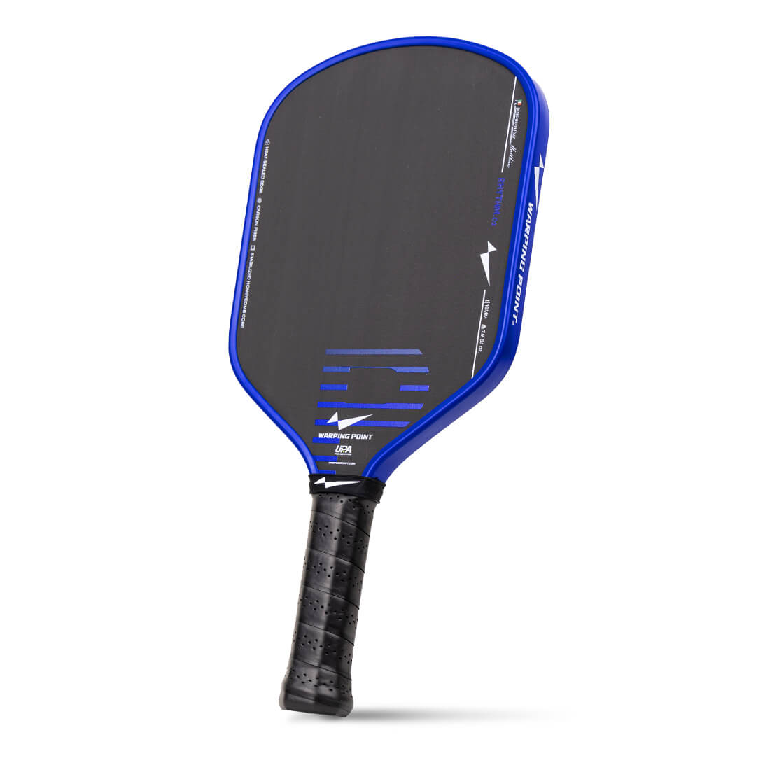 Warping Point Rhythm Pickleball Paddle Hybrid blue frame black hitting surface perforated grip on Tampa Home & Garden Store
