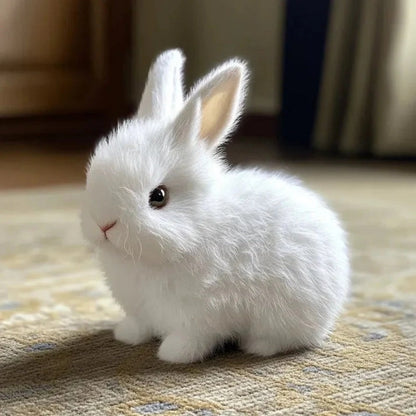 Interactive Moving Bunny Toy plush stuffed animal in white fur Moktan Sabai on Tampa Home & Garden Store