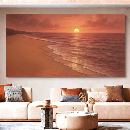 Beach Shoreline Coastal Wall Art VII canvas by Tailored Canvases in warm orange sunset tones on Tampa Home & Garden Store