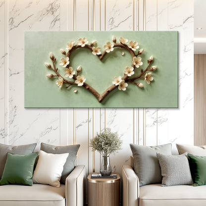 Harmony in Bloom Wall Art canvas Tailored Canvases with white blossoms on heart-shaped branch on Tampa Home & Garden Store