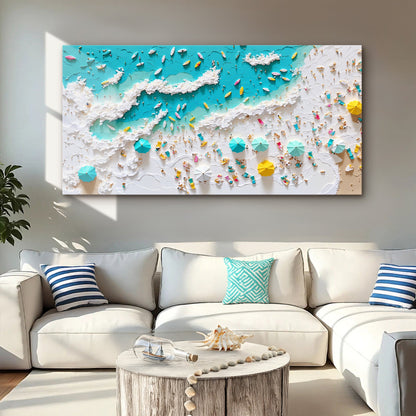 Beach Days Wall Art XI canvas by Tailored Canvases with turquoise ocean, white foam, boats on Tampa Home & Garden Store