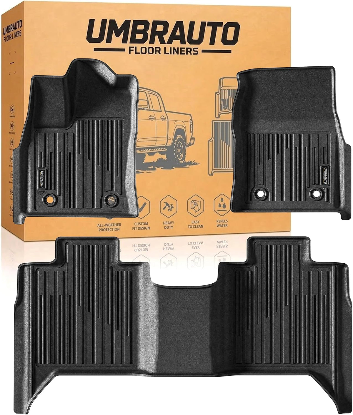 Umbrauto all-weather floor mats for Toyota Tundra CrewMax 2022–2026, front and rear, black TPE on Tampa Home & Garden Store