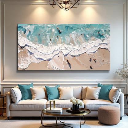 Beach Days Wall Art XV canvas by Tailored Canvases; turquoise ocean, white foam, sandy shore on Tampa Home & Garden Store
